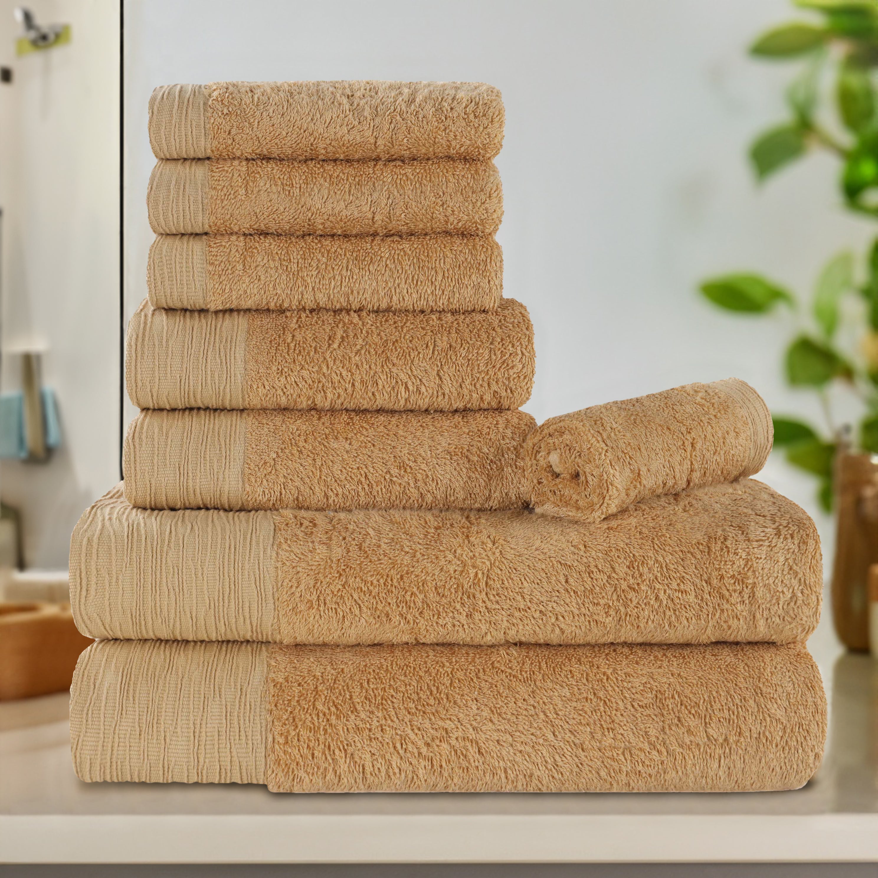 Rayon from Bamboo Eco-Friendly Fluffy Soft Solid 8 Piece Towel Set - Blue Nile Mills