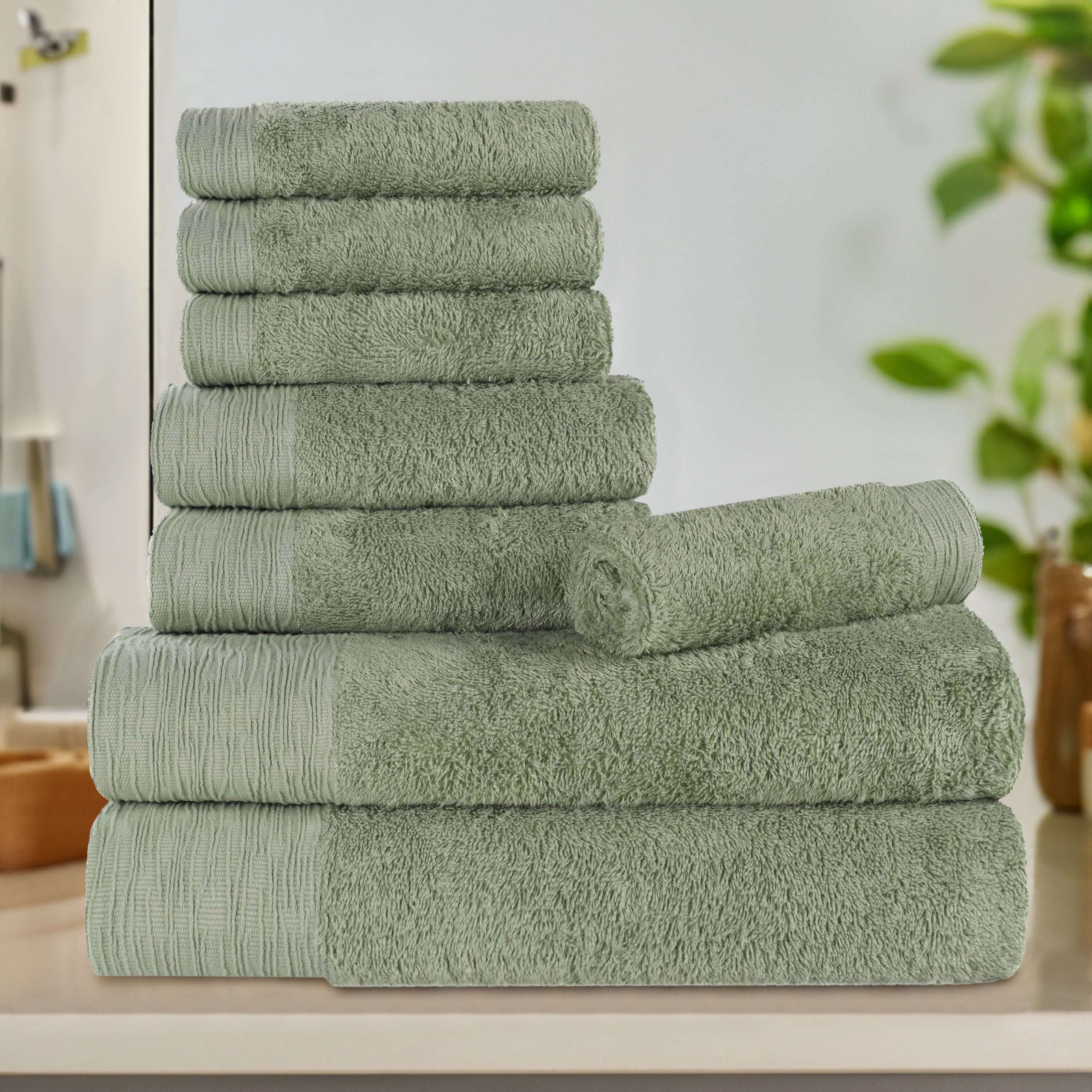 Rayon from Bamboo Eco-Friendly Fluffy Soft Solid 8 Piece Towel Set - Blue Nile Mills