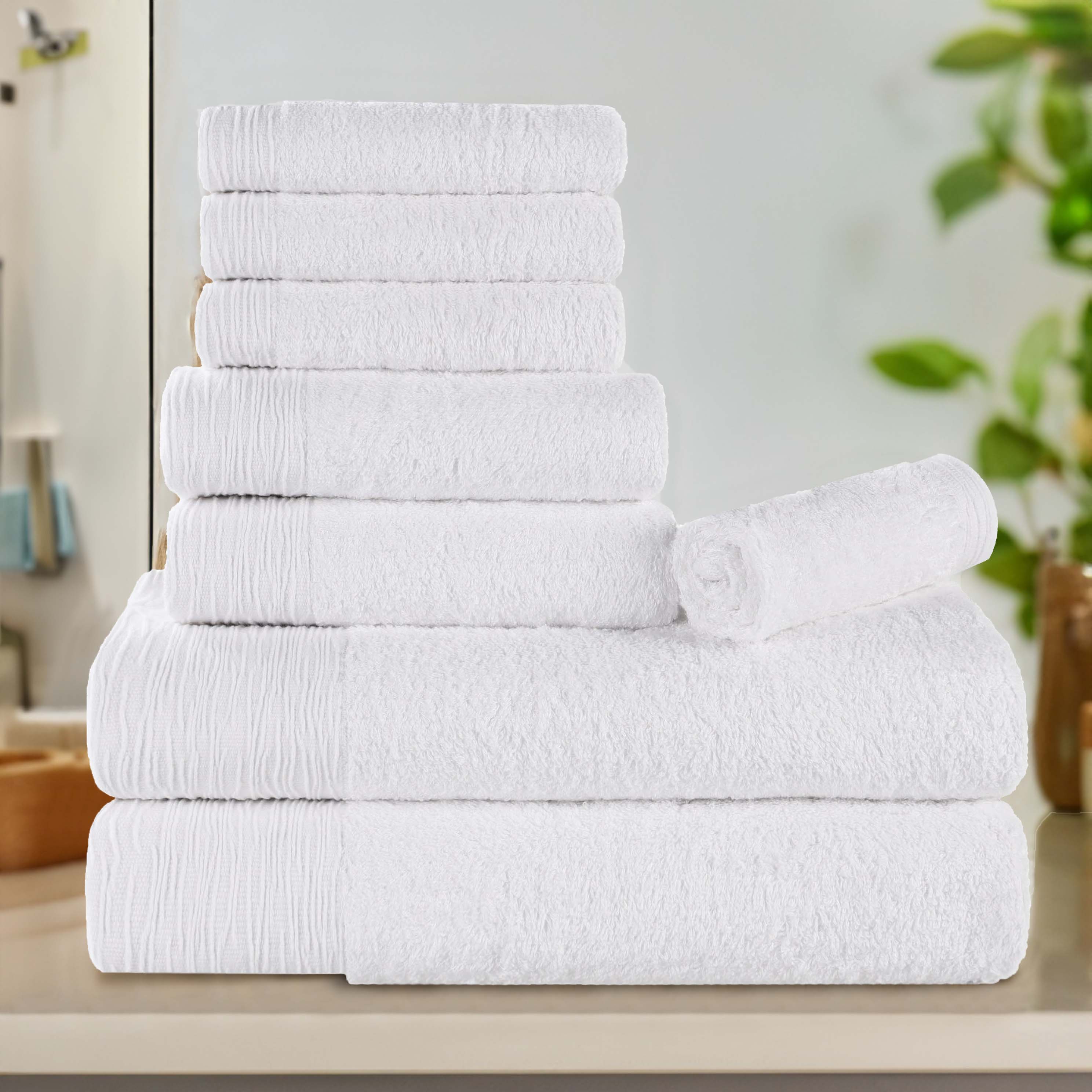 Rayon from Bamboo Eco-Friendly Fluffy Soft Solid 8 Piece Towel Set - Blue Nile Mills