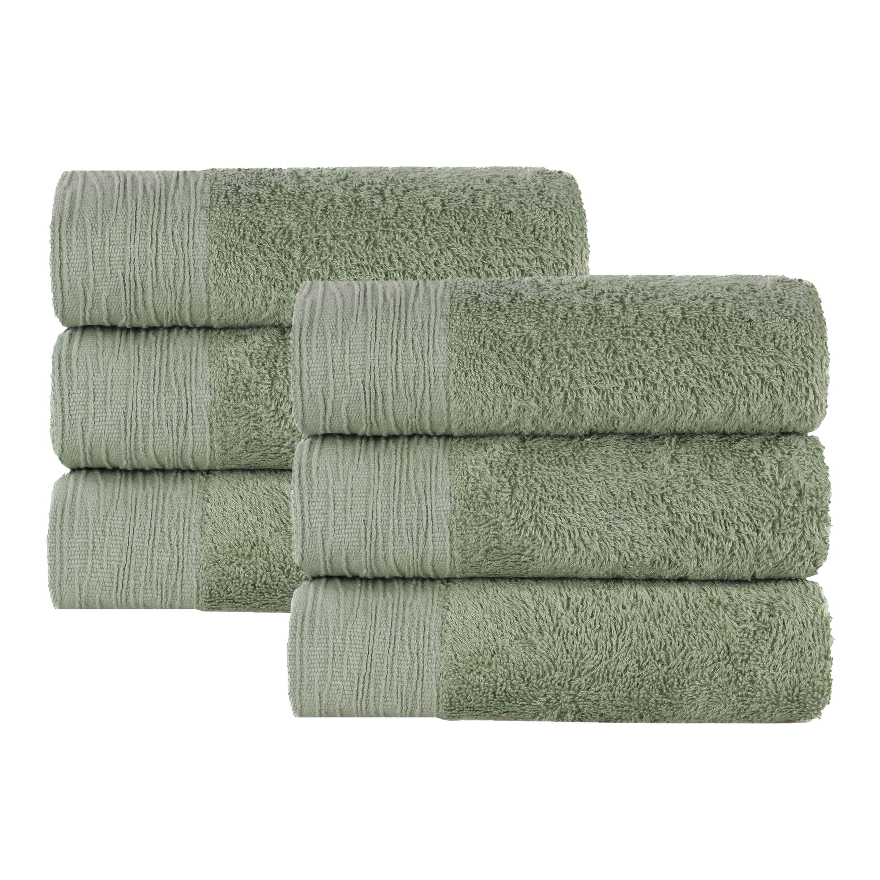 Rayon from Bamboo Eco-Friendly Fluffy Solid Hand Towel Set of 6 - Blue Nile Mills