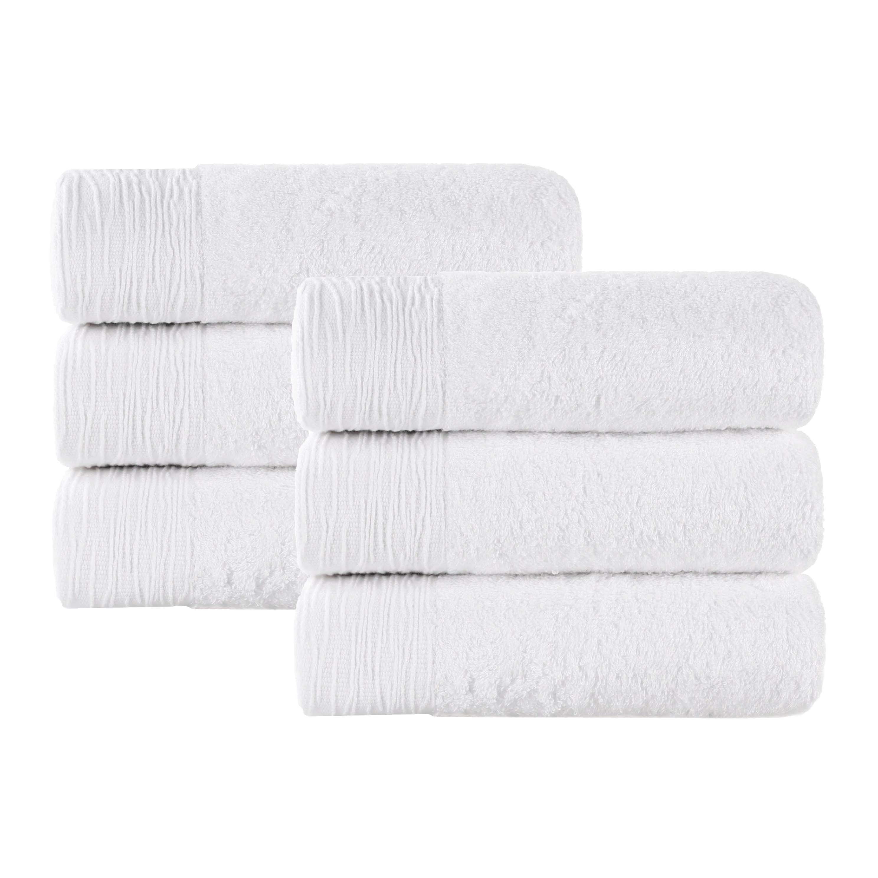 Rayon from Bamboo Eco-Friendly Fluffy Solid Hand Towel Set of 6 - Blue Nile Mills