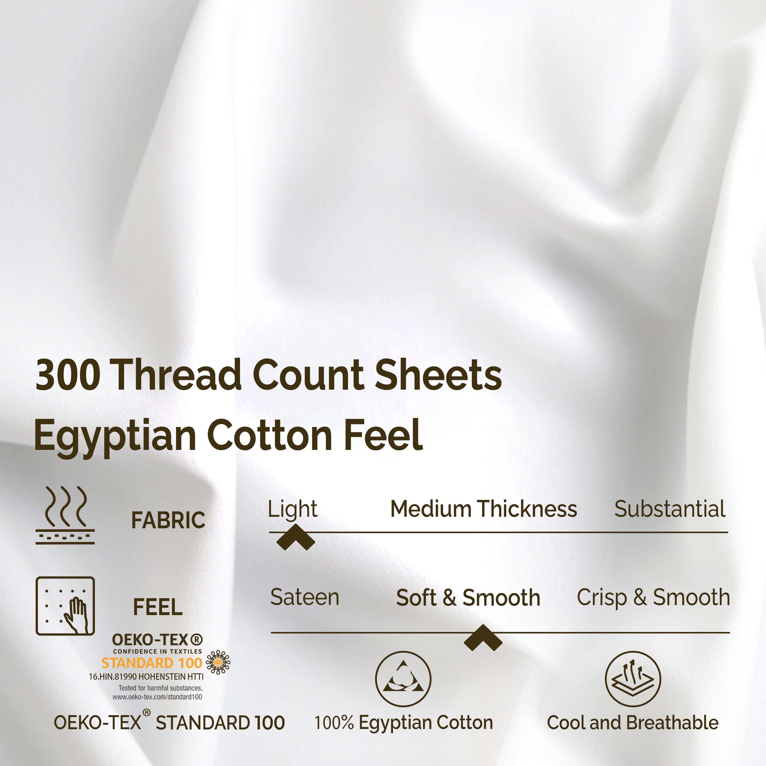 Egyptian Cotton 300 Thread Count Solid Bed Sheet Set - Blue Nile Mills