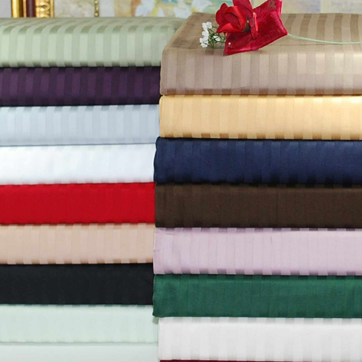 Egyptian Cotton 300 Thread Count 2 Piece Striped Pillowcase Set - Blue Nile Mills
