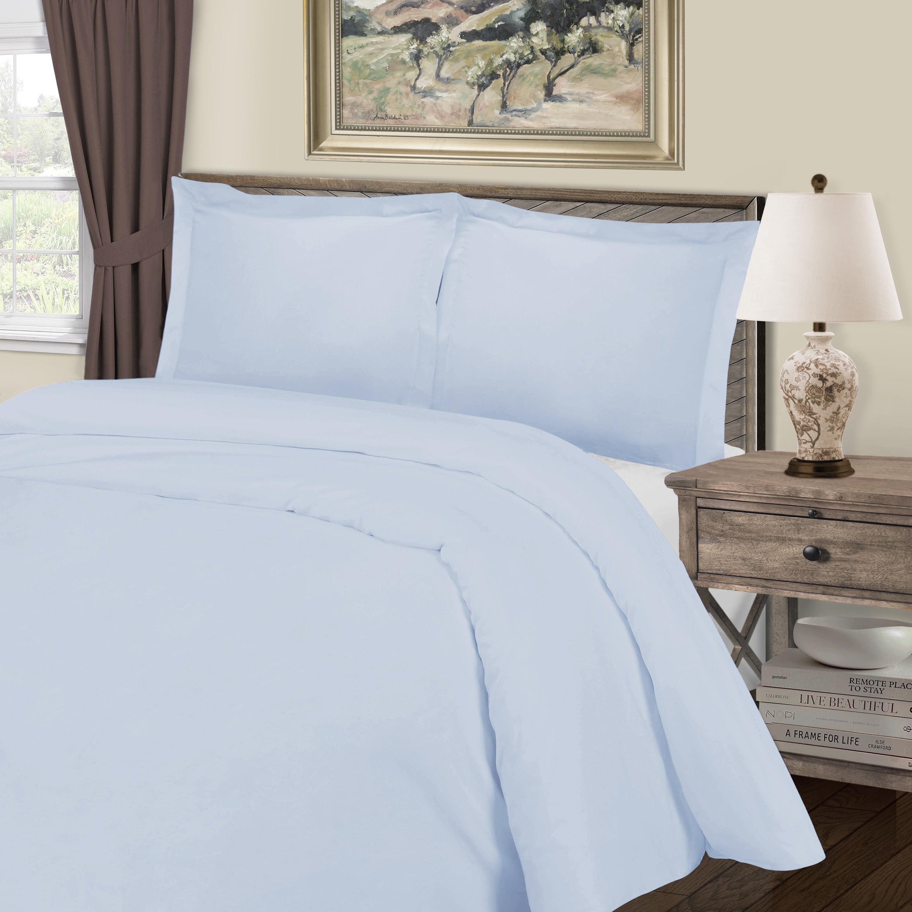 1000 Thread Count Cotton Rich Solid Duvet Cover Set - Blue Nile Mills