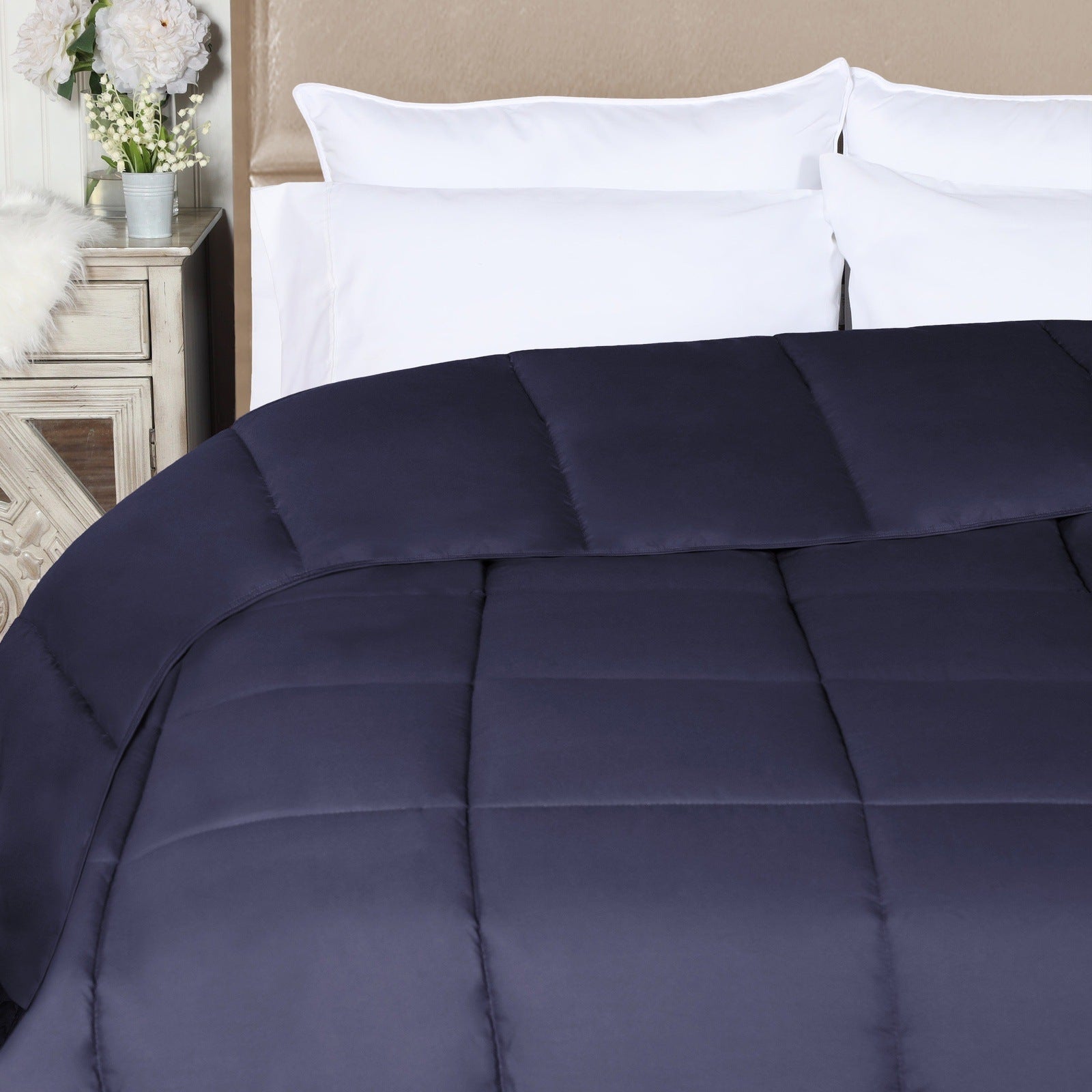 Brushed Microfiber Down Alternative Medium Weight Solid Comforter - Blue Nile Mills