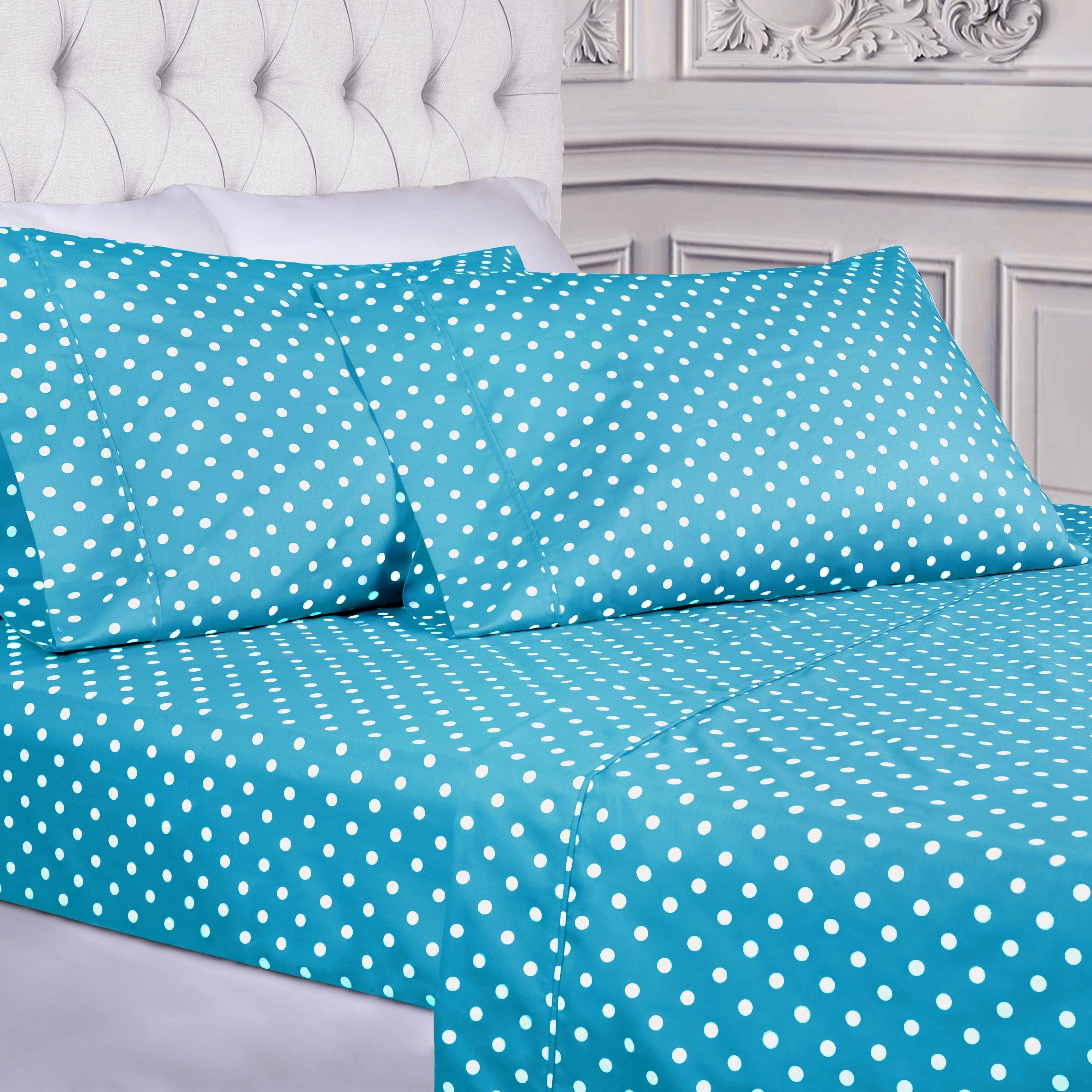 Polka Dot 600 Thread Count Cotton Blend Deep Pocket Sheet Set - Blue Nile Mills