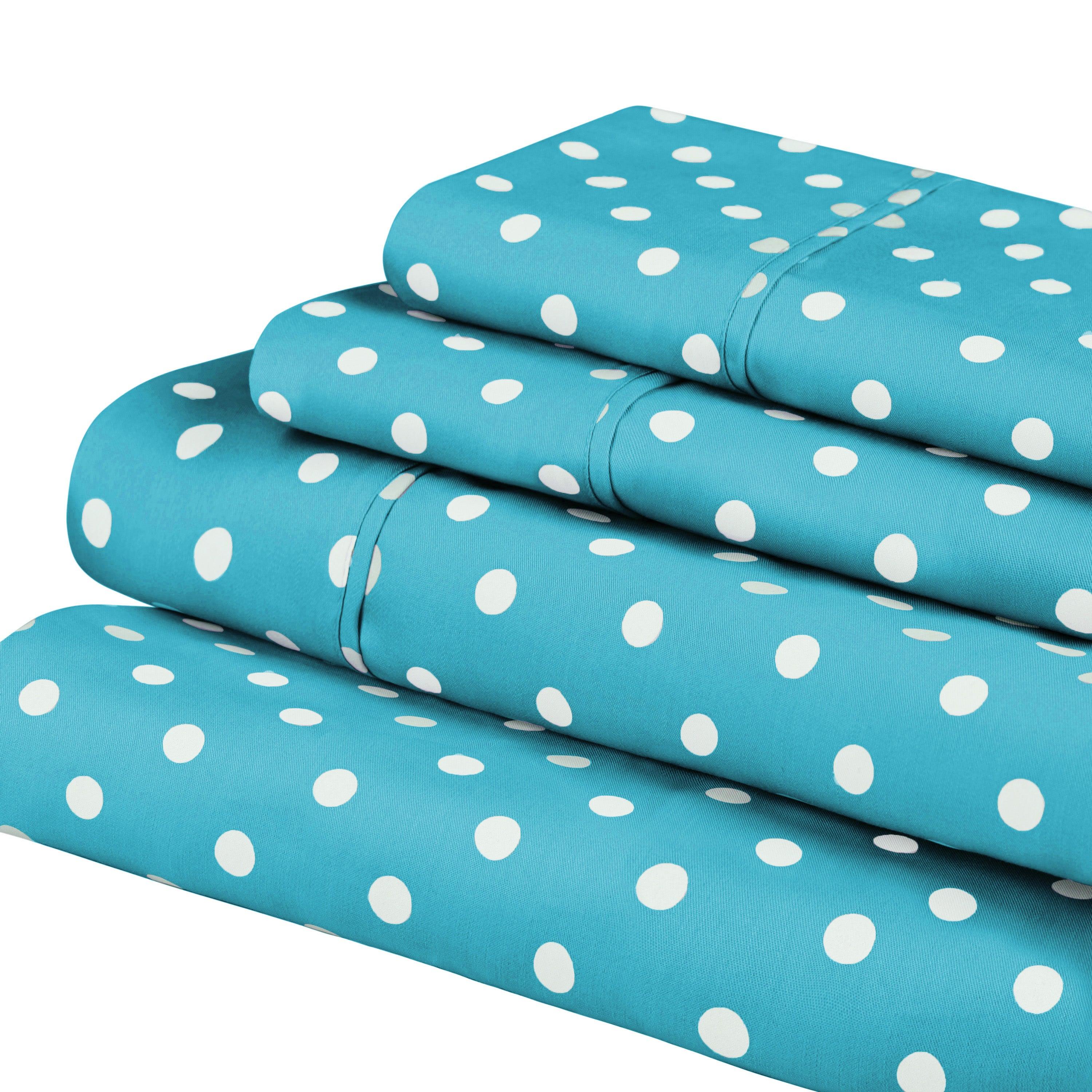 Polka Dot 600 Thread Count Cotton Blend Deep Pocket Sheet Set - Blue Nile Mills