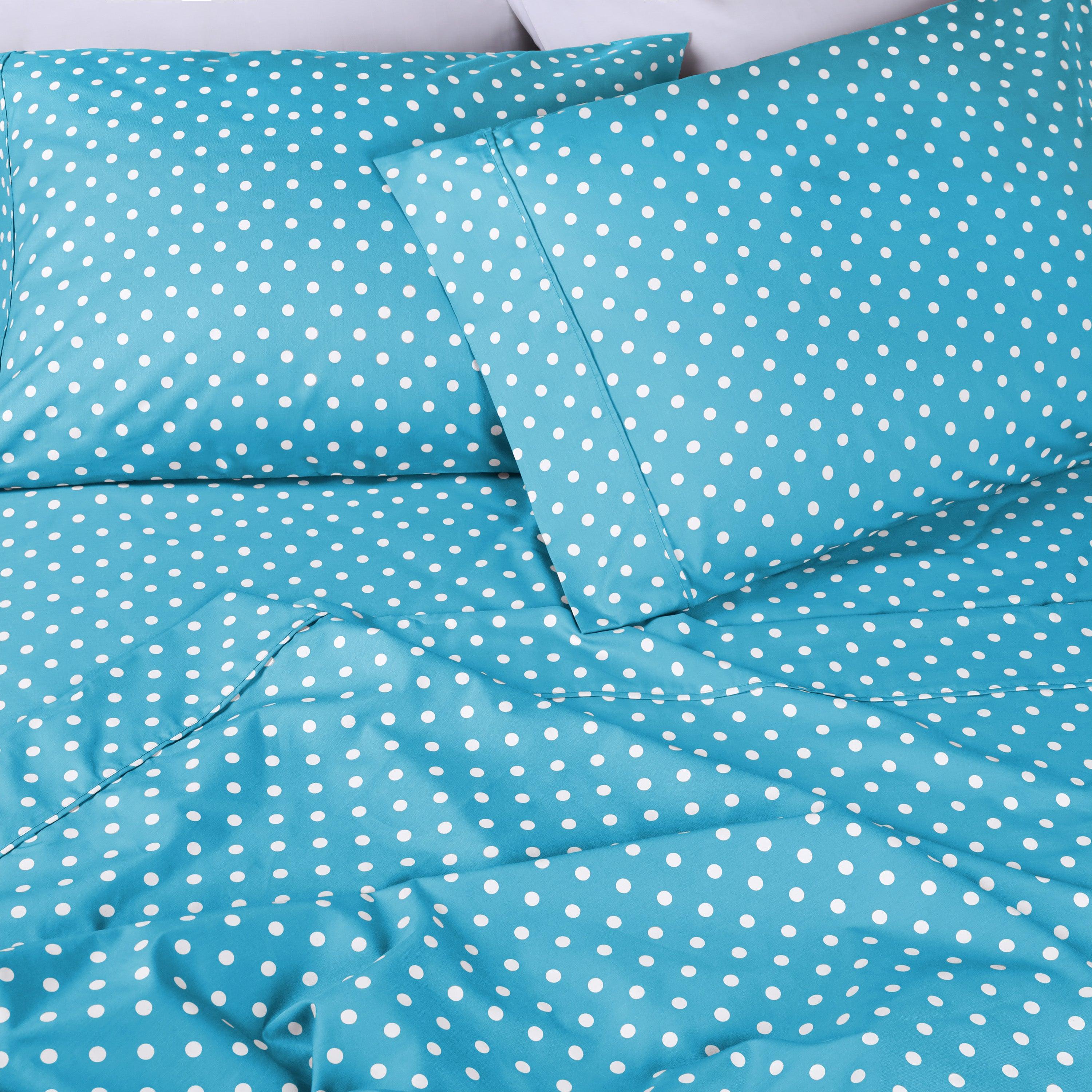 Polka Dot 600 Thread Count Cotton Blend Deep Pocket Sheet Set - Blue Nile Mills