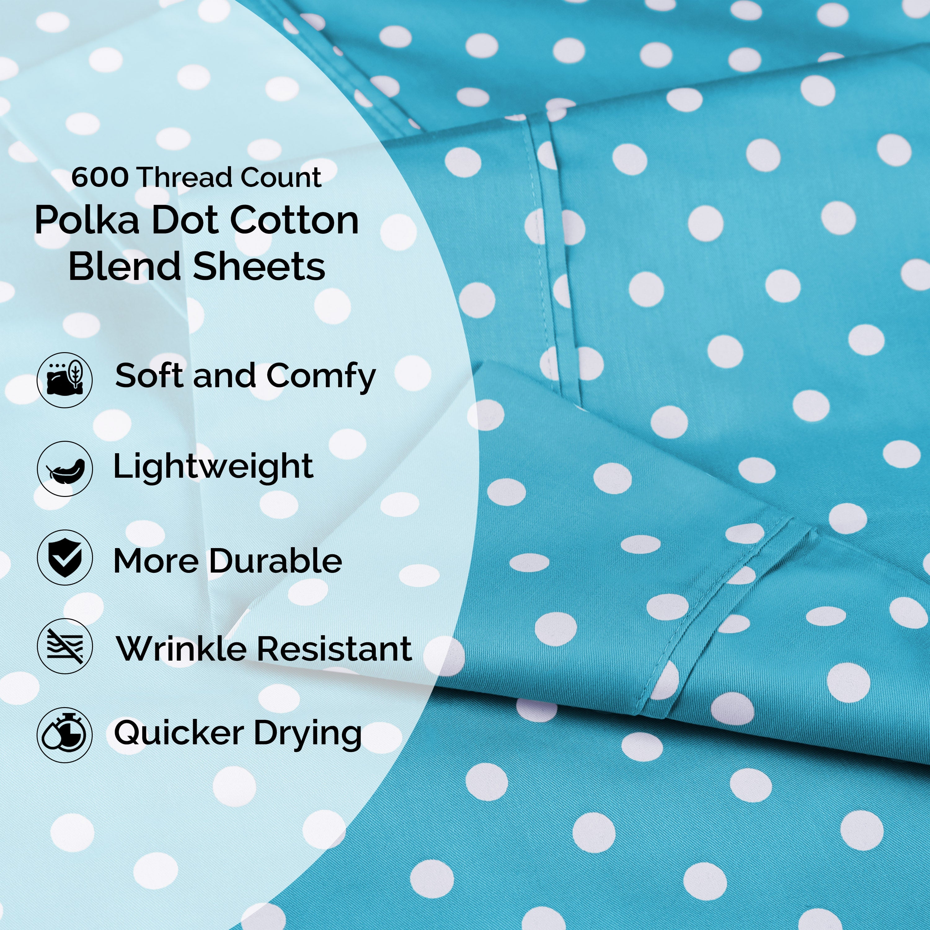 Polka Dot 600 Thread Count Cotton Blend Deep Pocket Sheet Set - Blue Nile Mills