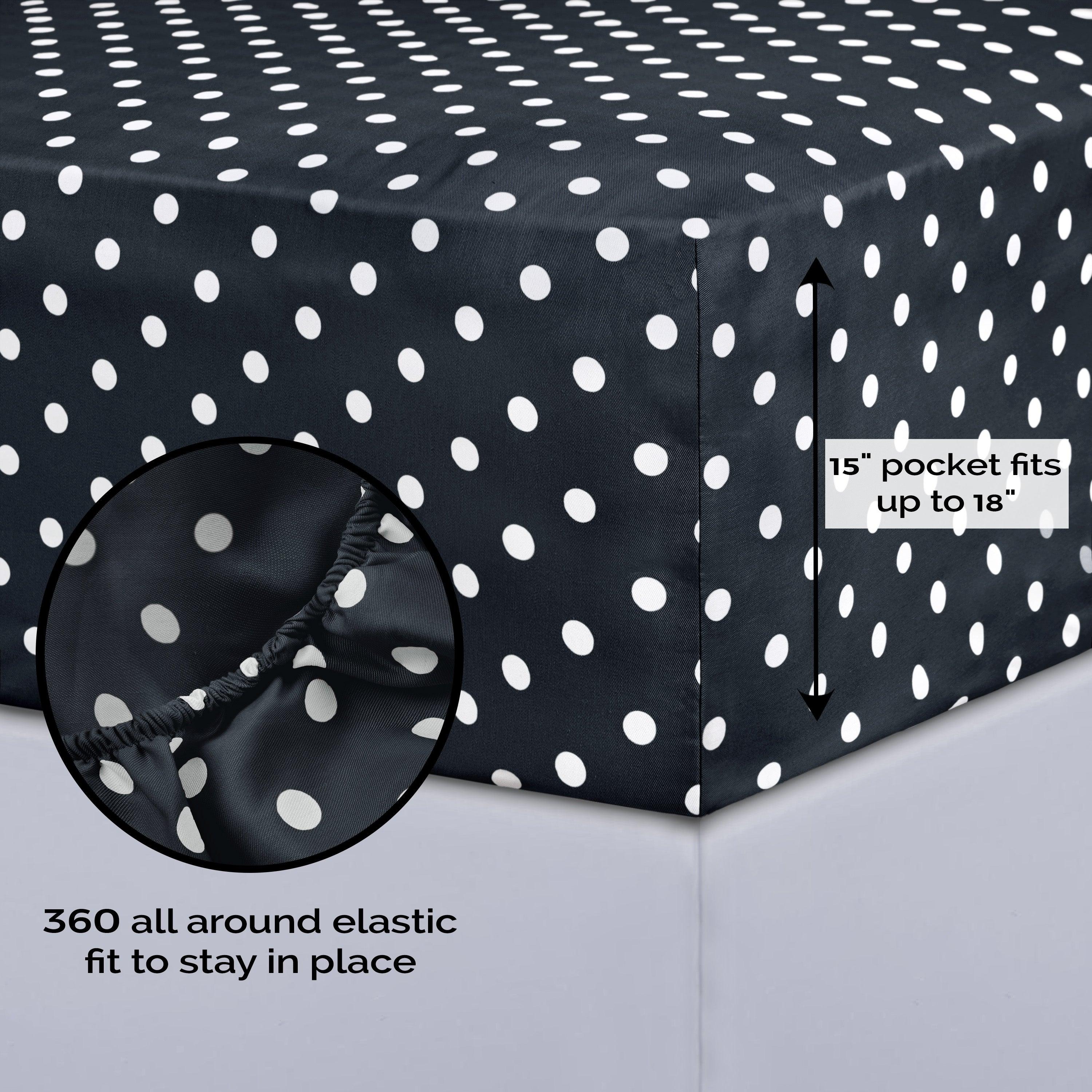 Polka Dot 600 Thread Count Cotton Blend Deep Pocket Sheet Set - Blue Nile Mills