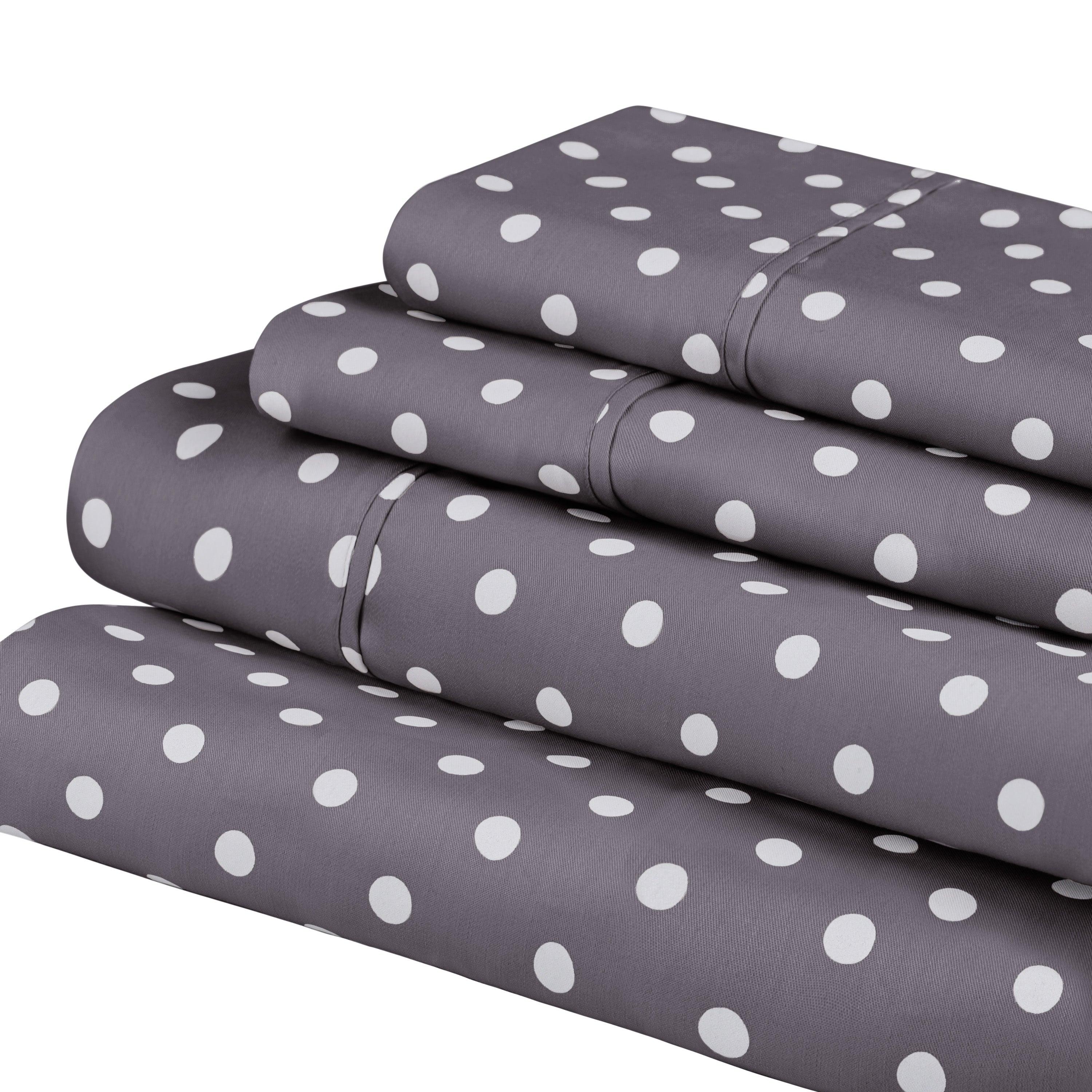 Polka Dot 600 Thread Count Cotton Blend Deep Pocket Sheet Set - Blue Nile Mills
