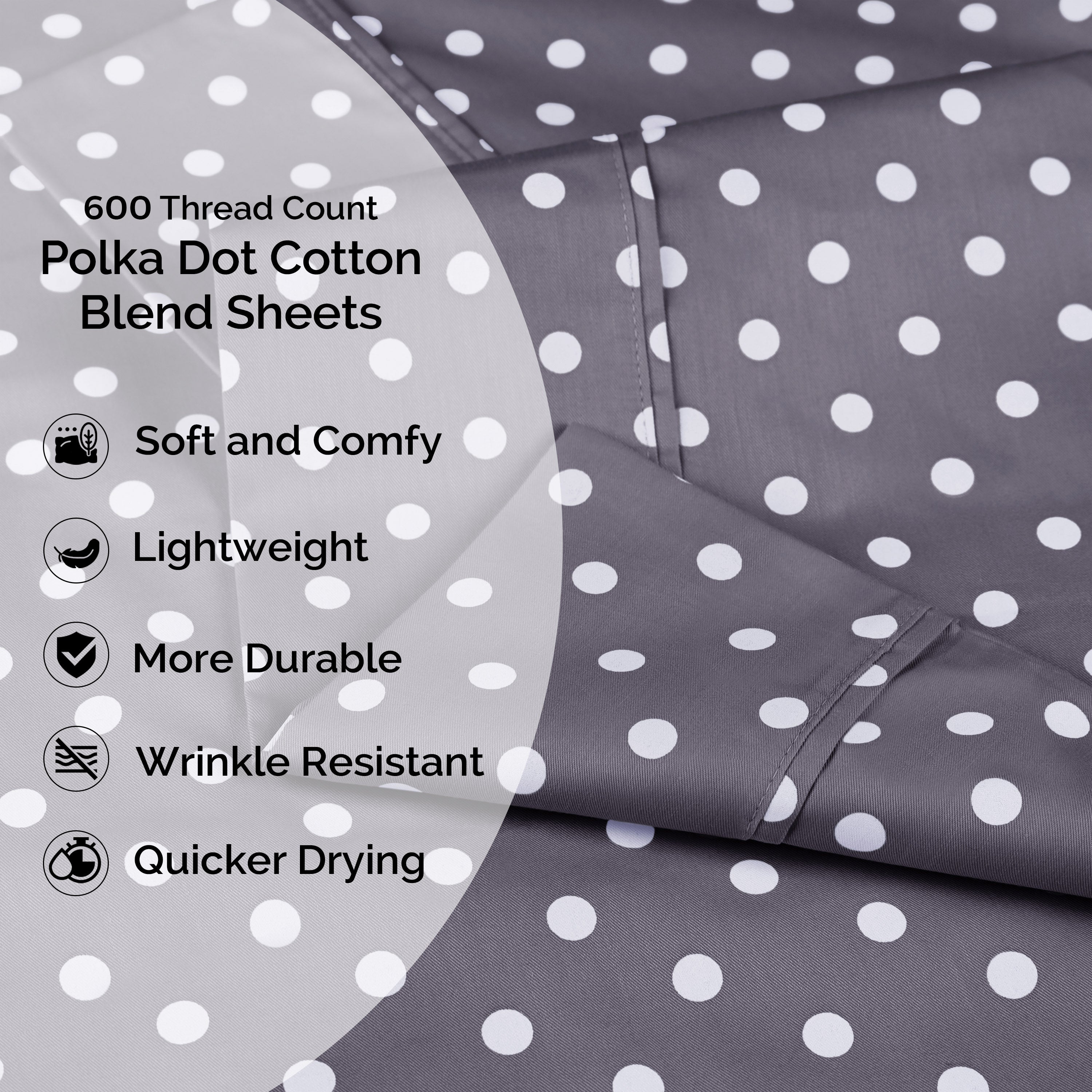 Polka Dot 600 Thread Count Cotton Blend Deep Pocket Sheet Set - Blue Nile Mills