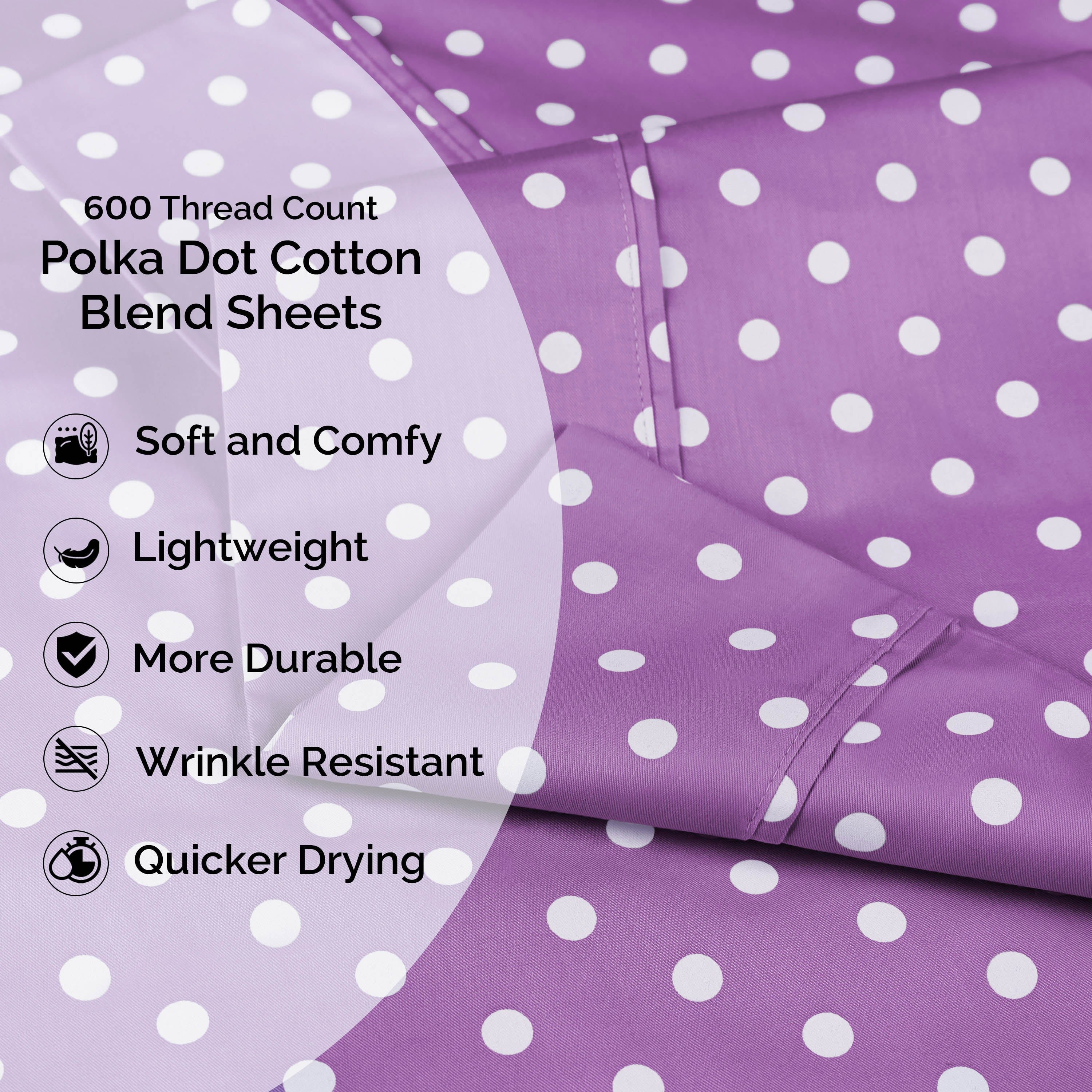 Polka Dot 600 Thread Count Cotton Blend Deep Pocket Sheet Set - Blue Nile Mills