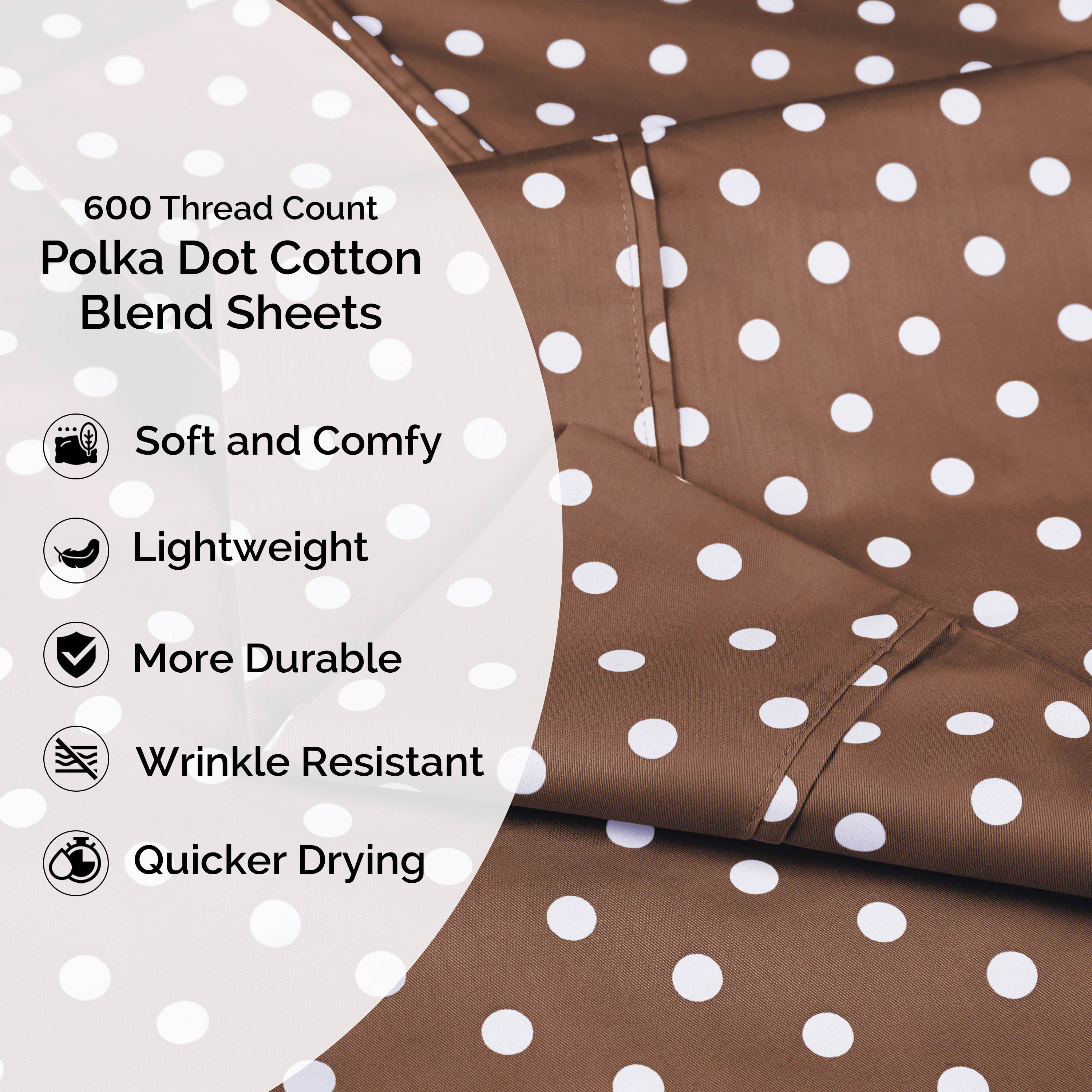 Polka Dot 600 Thread Count Cotton Blend Deep Pocket Sheet Set - Blue Nile Mills