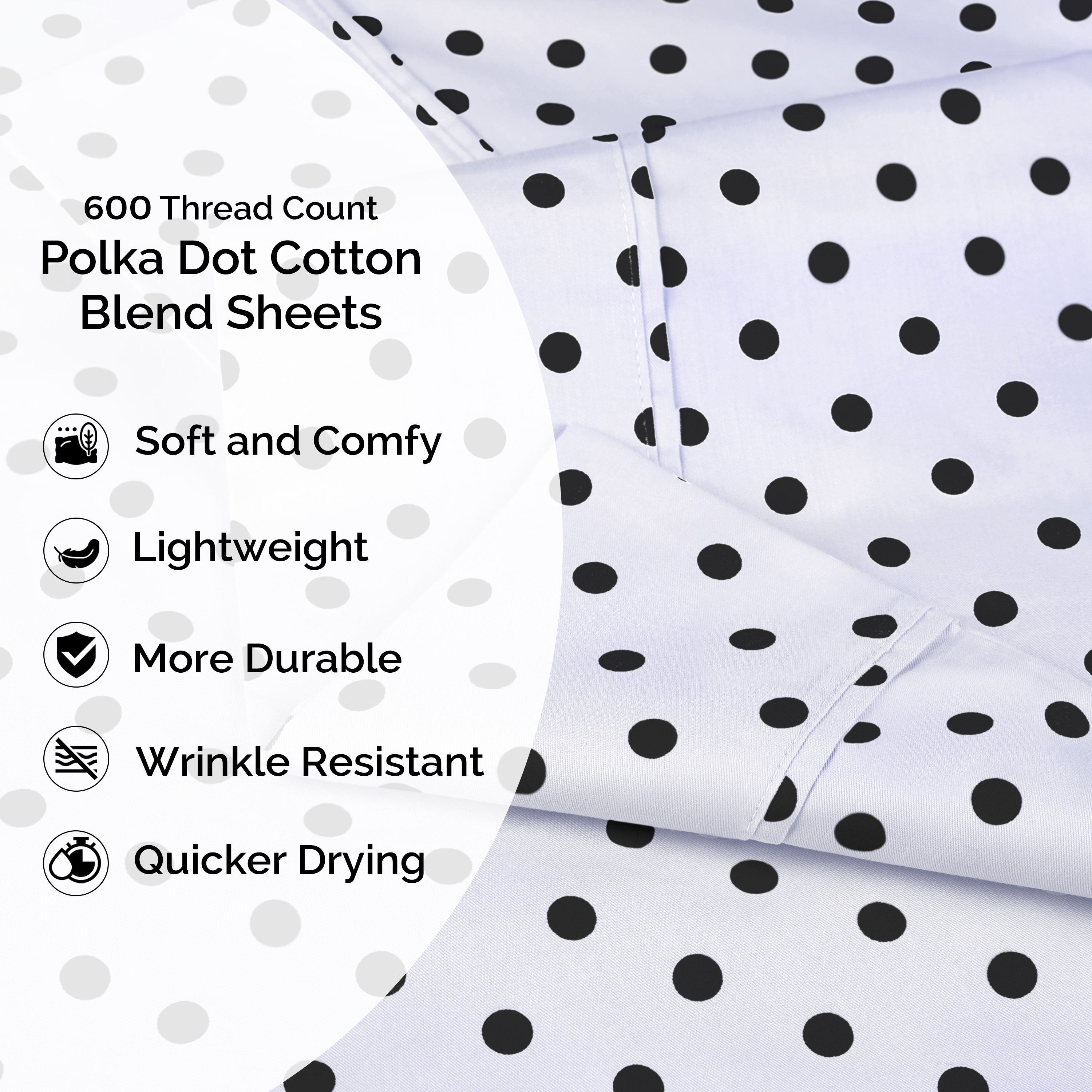 Polka Dot 600 Thread Count Cotton Blend Deep Pocket Sheet Set - Blue Nile Mills