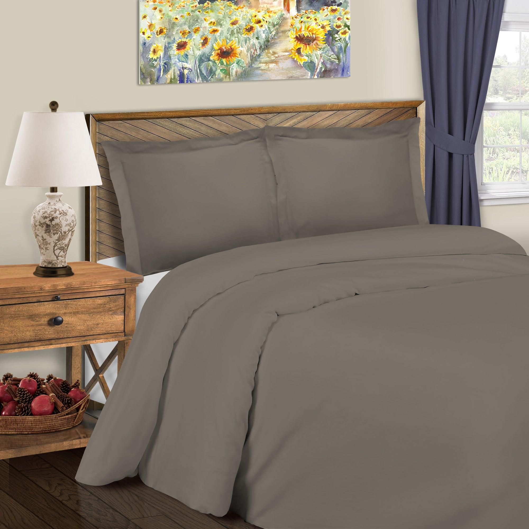 600 Thread Count Cotton Blend Solid Duvet Cover Set - Blue Nile Mills