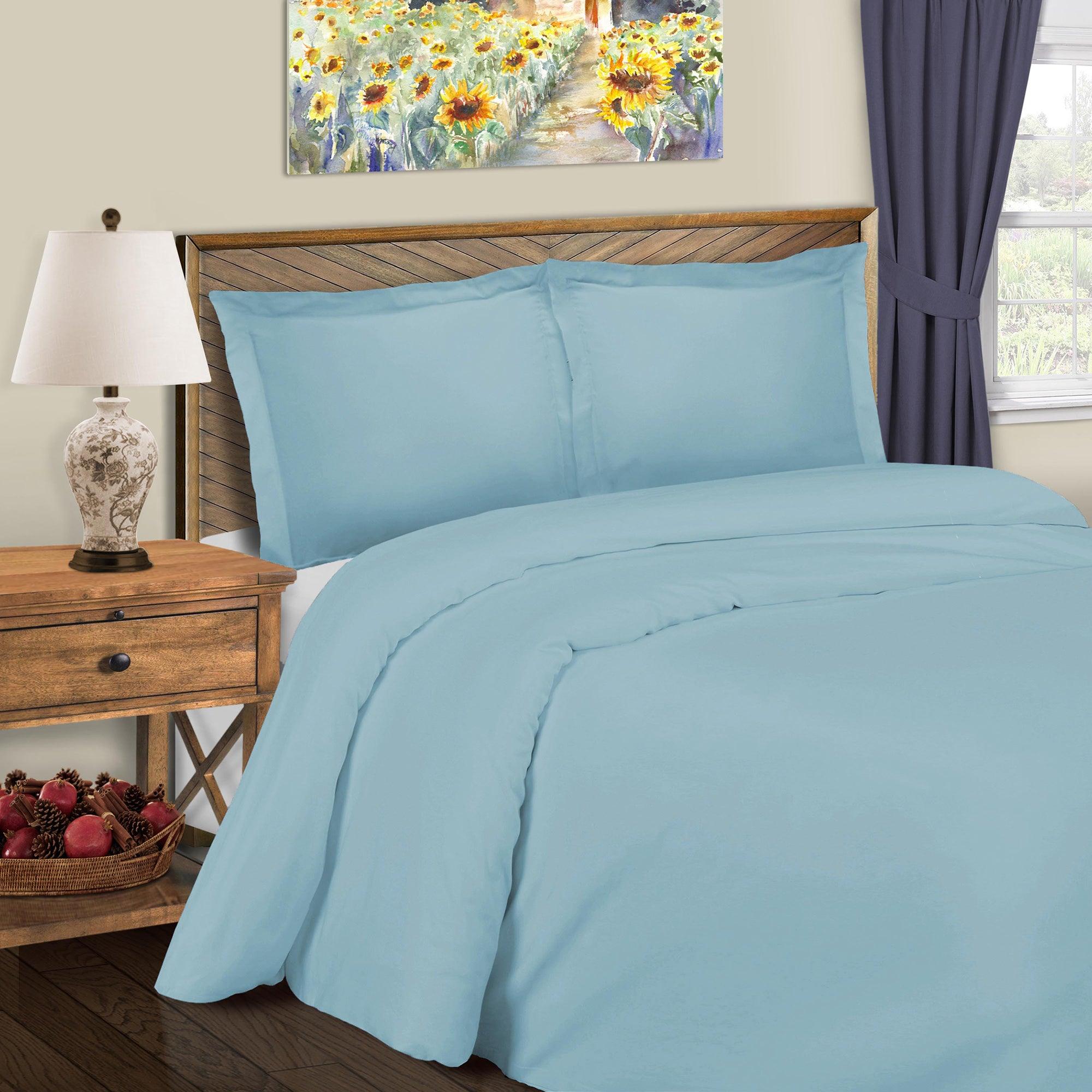 600 Thread Count Cotton Blend Solid Duvet Cover Set - Blue Nile Mills