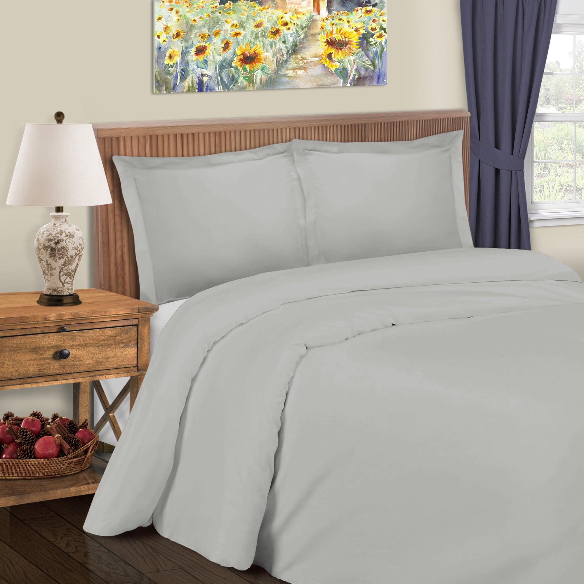 600 Thread Count Cotton Blend Solid Duvet Cover Set - Blue Nile Mills