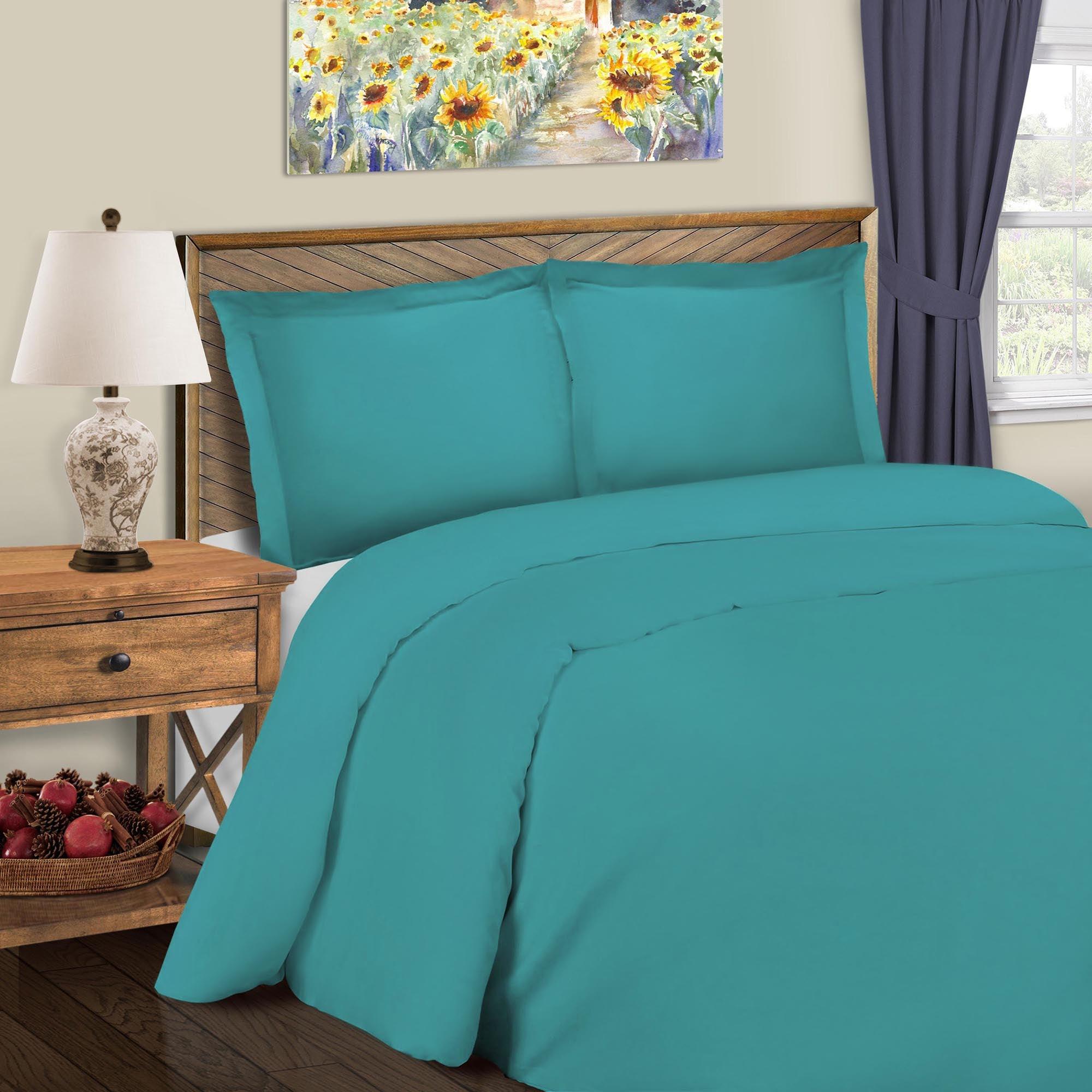 600 Thread Count Cotton Blend Solid Duvet Cover Set - Blue Nile Mills