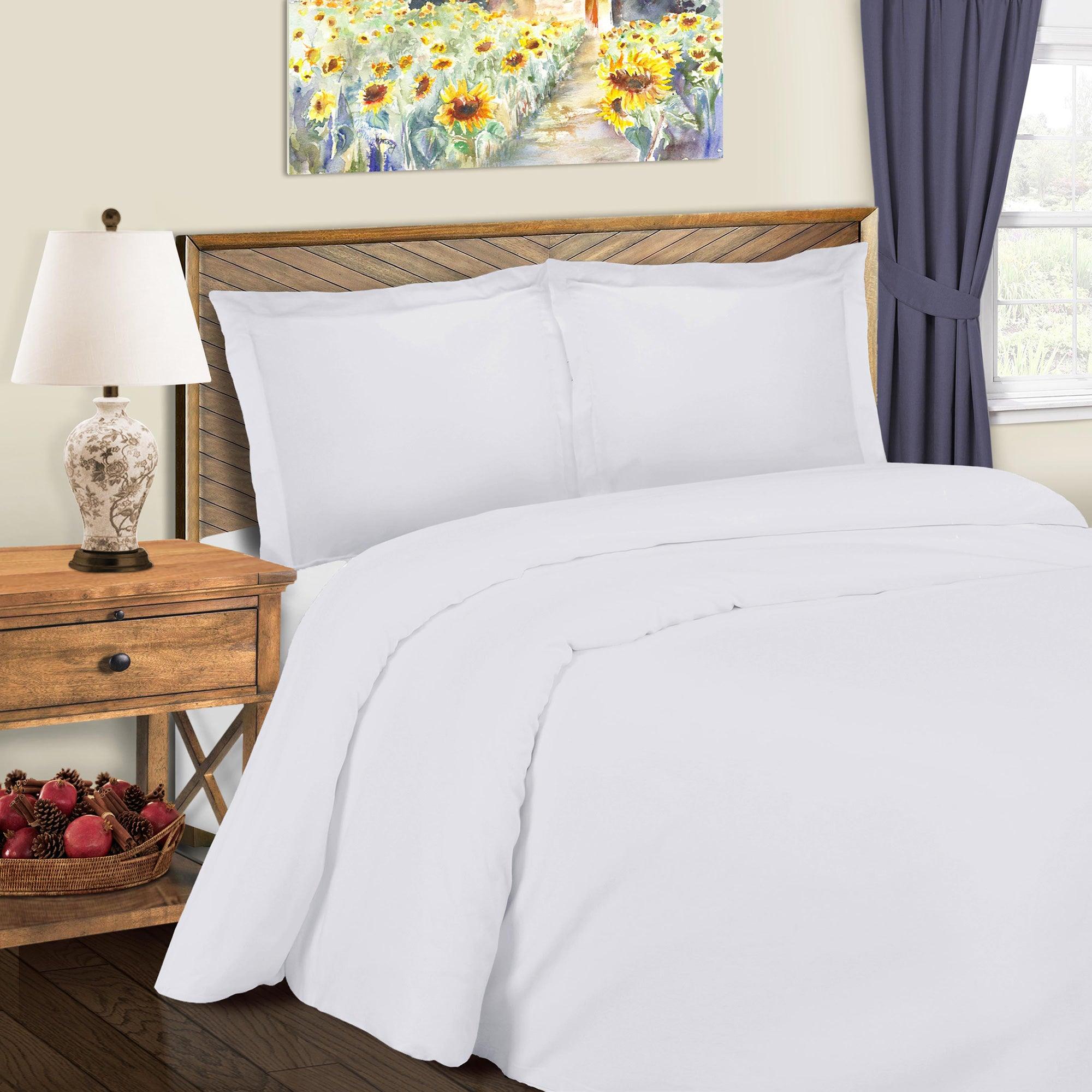 600 Thread Count Cotton Blend Solid Duvet Cover Set - Blue Nile Mills