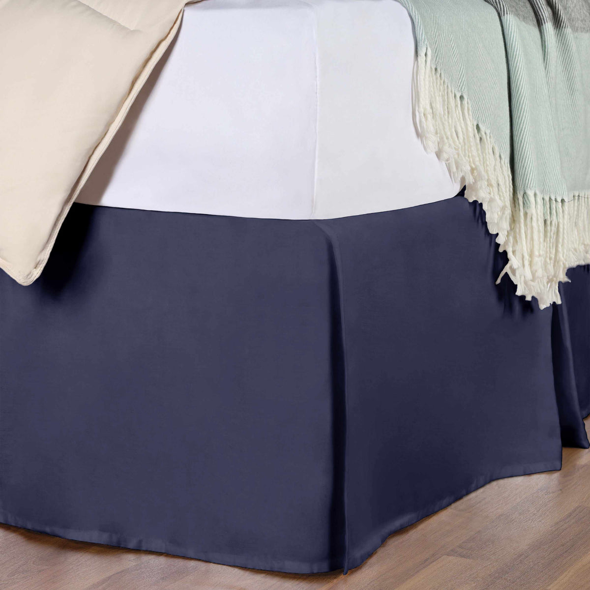 Saltaire 100% Egyptian Cotton Chic Solid Bed Skirt with Split Corners - Blue Nile Mills