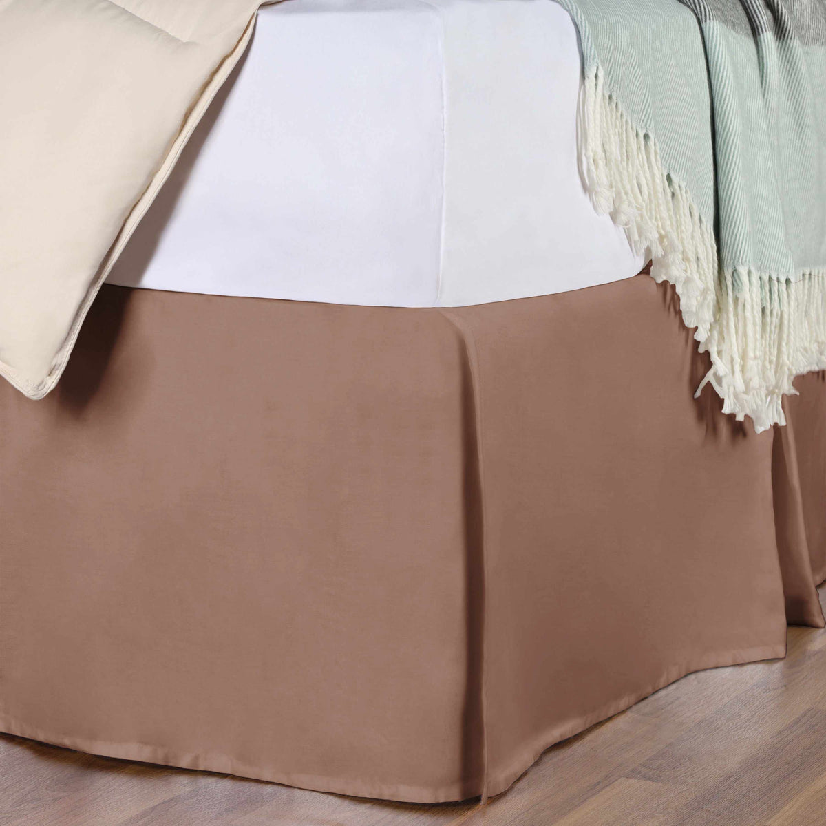 Saltaire 100% Egyptian Cotton Chic Solid Bed Skirt with Split Corners - Blue Nile Mills