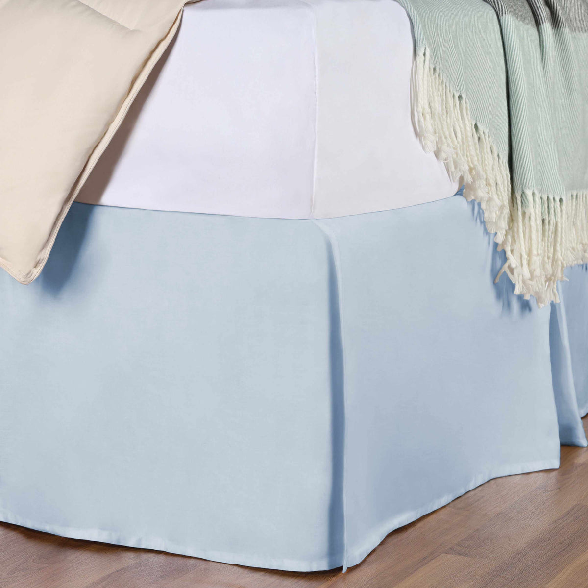 Saltaire 100% Egyptian Cotton Chic Solid Bed Skirt with Split Corners - Blue Nile Mills