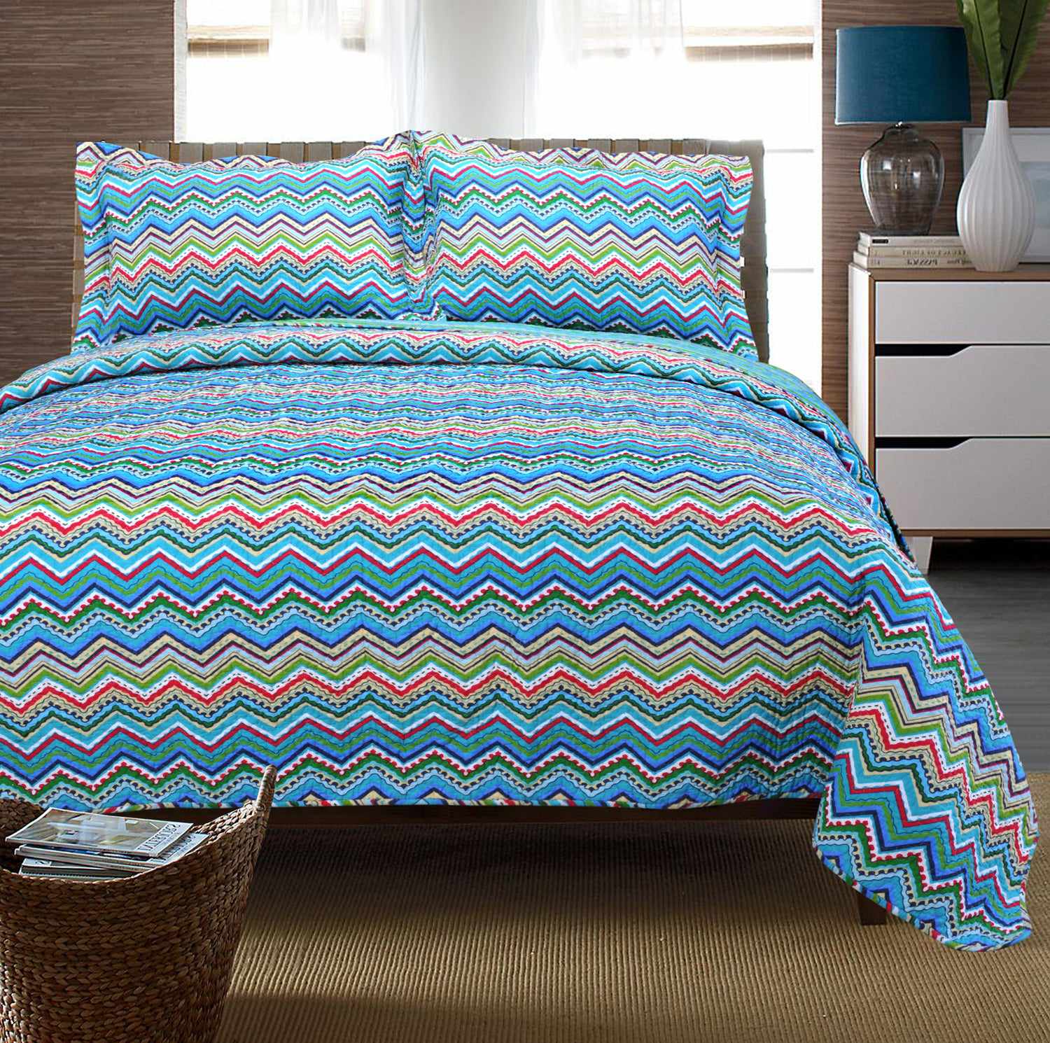 Cotton Zig-Zag Quilt Set - Blue Nile Mills