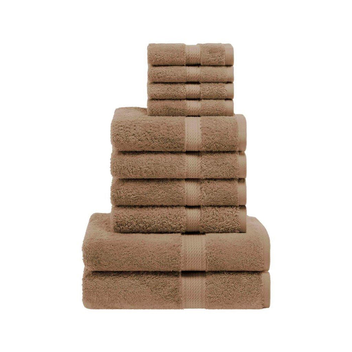 Egyptian Cotton Pile Solid 10-Piece Towel Set - Latte