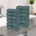 Zero Twist Cotton Ultra Soft Face Towel Washcloth Set of 12 - Jade Green