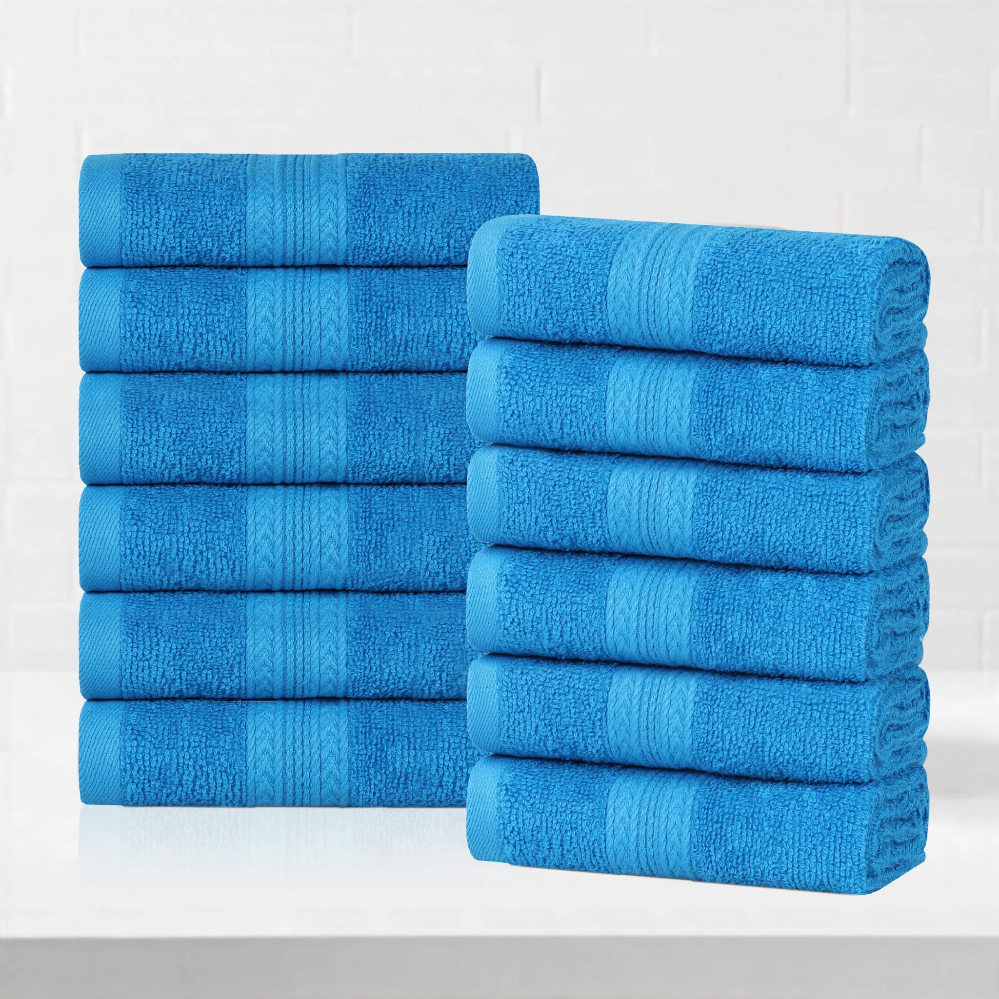 Cotton Eco-Friendly 12-Piece Solid Face Towel Set - Blue Nile Mills
