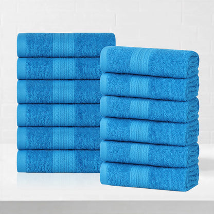 Cotton Eco-Friendly 12-Piece Solid Face Towel Set - Blue Nile Mills