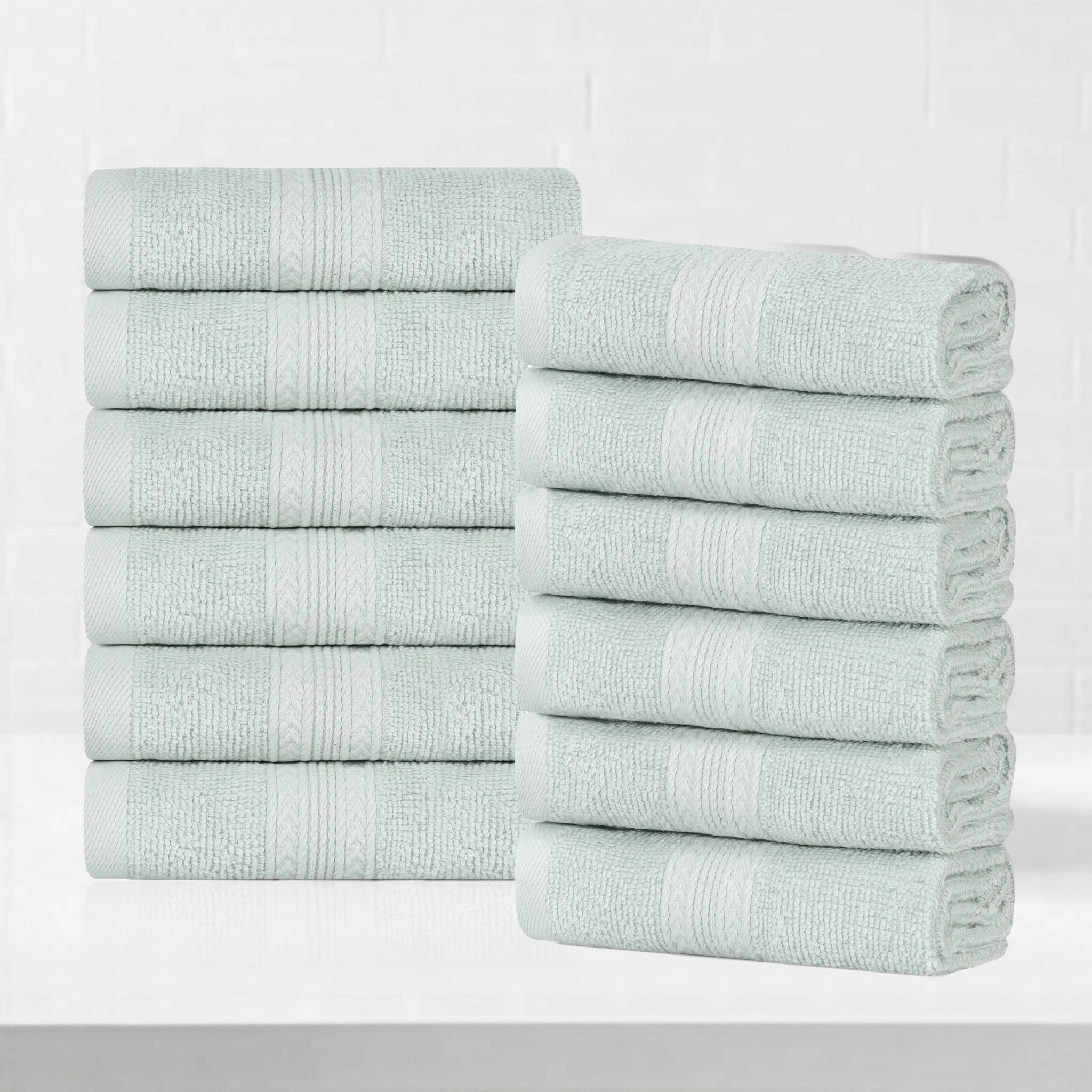 Cotton Eco-Friendly 12-Piece Solid Face Towel Set - Blue Nile Mills