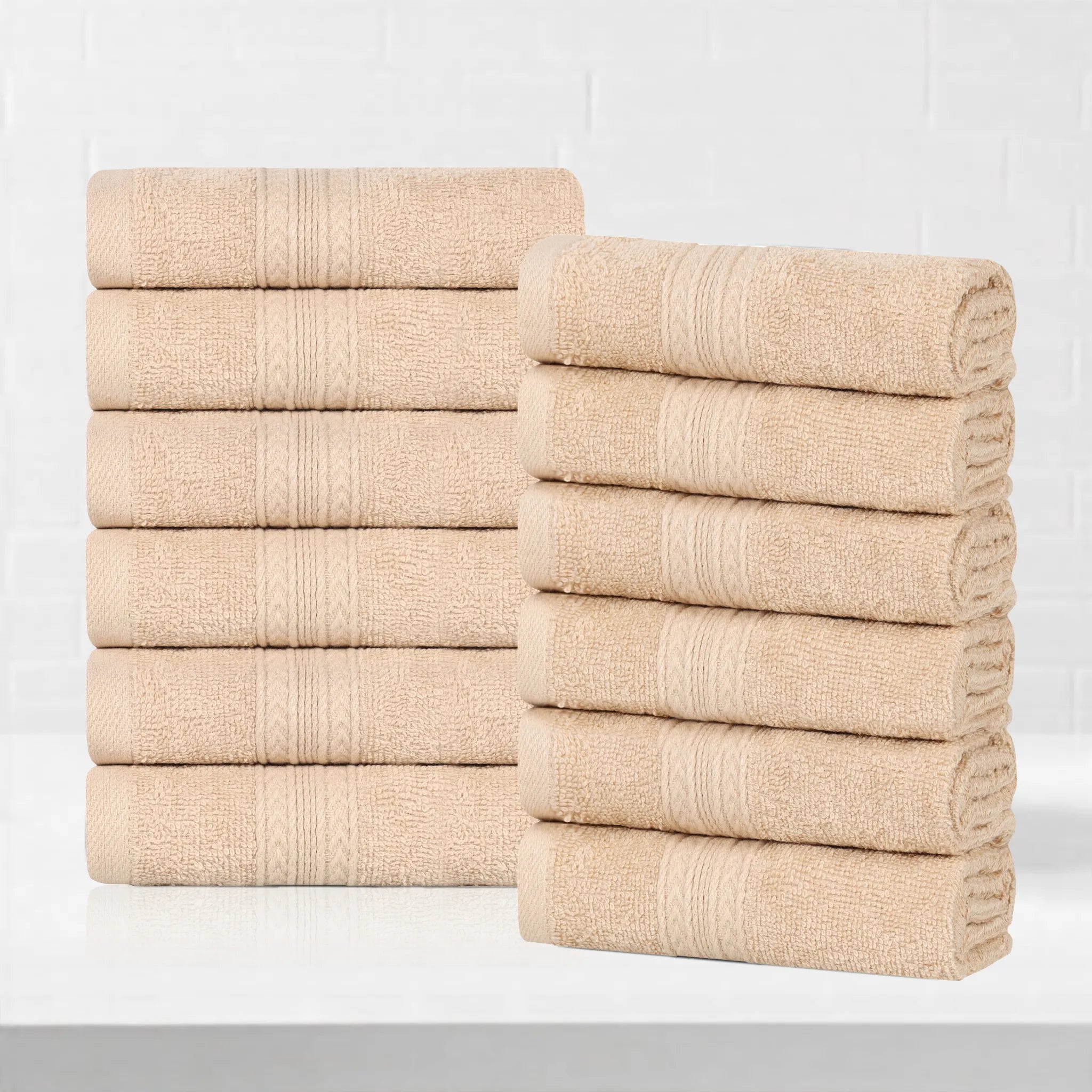 Cotton Eco-Friendly 12-Piece Solid Face Towel Set - Blue Nile Mills