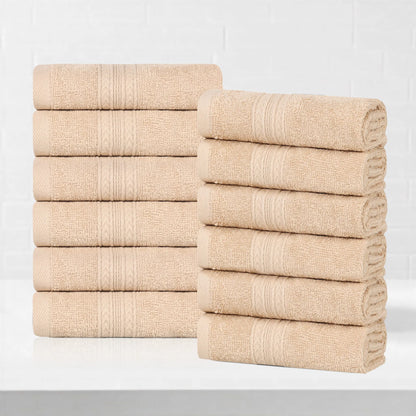 Cotton Eco-Friendly 12-Piece Solid Face Towel Set - Blue Nile Mills