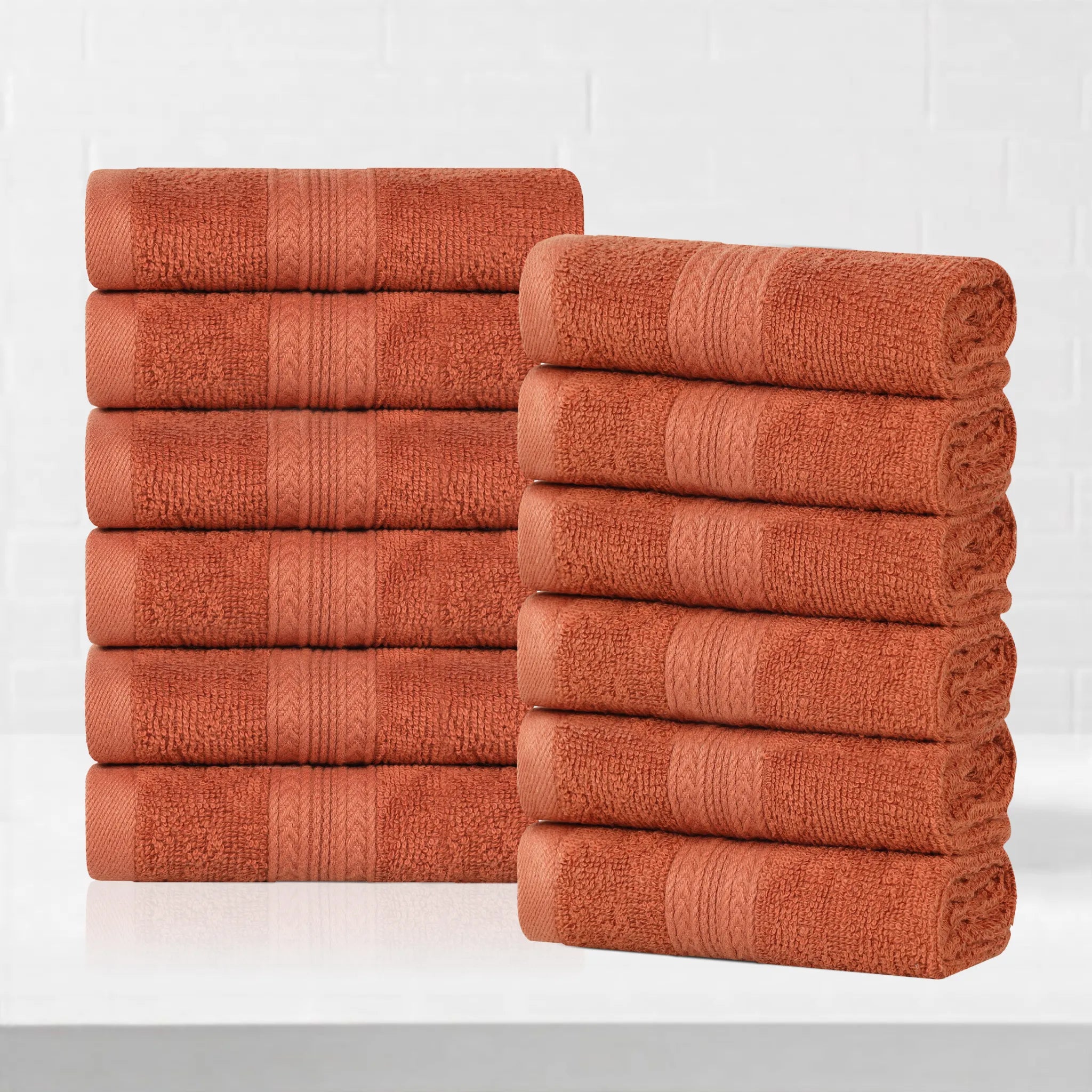 Cotton Eco-Friendly 12-Piece Solid Face Towel Set - Blue Nile Mills