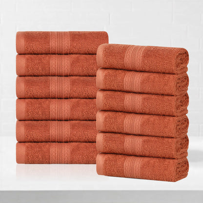 Cotton Eco-Friendly 12-Piece Solid Face Towel Set - Blue Nile Mills