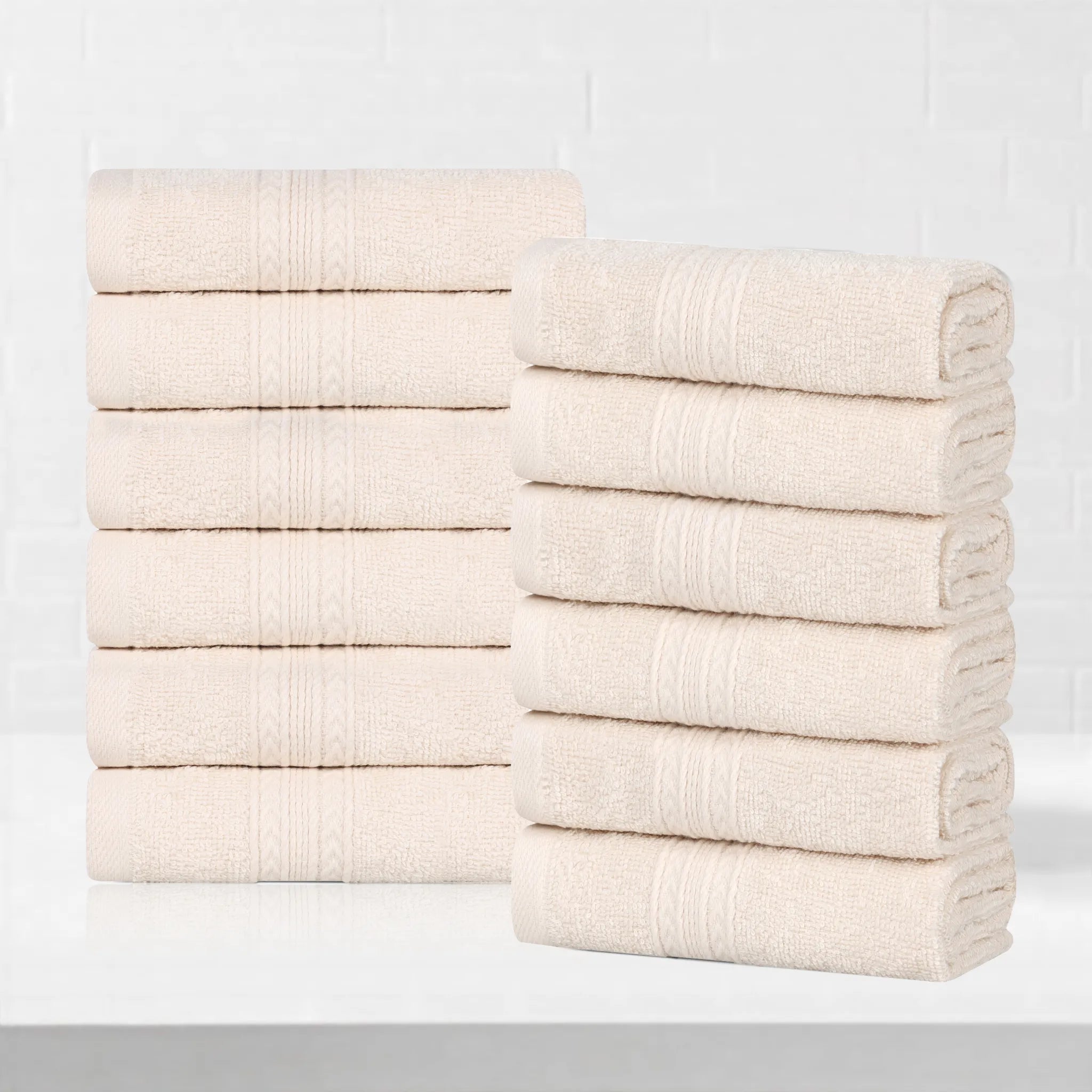 Cotton Eco-Friendly 12-Piece Solid Face Towel Set - Blue Nile Mills