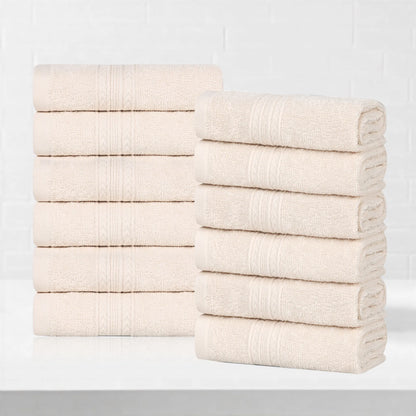 Cotton Eco-Friendly 12-Piece Solid Face Towel Set - Blue Nile Mills