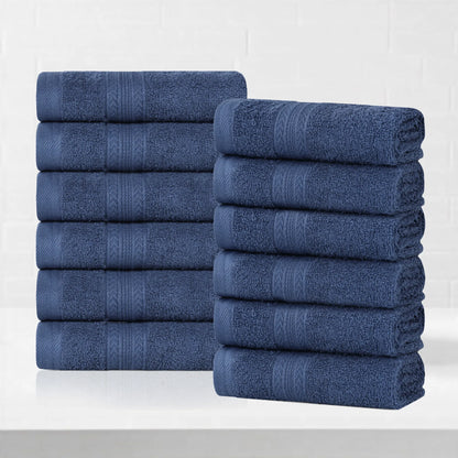 Cotton Eco-Friendly 12-Piece Solid Face Towel Set - Blue Nile Mills