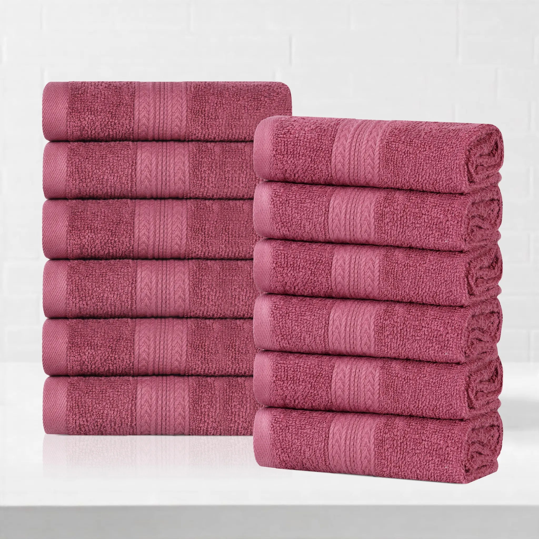 Cotton Eco-Friendly 12-Piece Solid Face Towel Set - Blue Nile Mills