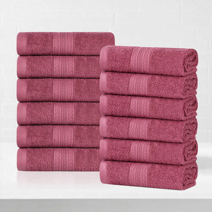 Cotton Eco-Friendly 12-Piece Solid Face Towel Set - Blue Nile Mills