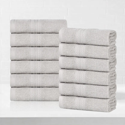 Cotton Eco-Friendly 12-Piece Solid Face Towel Set - Blue Nile Mills