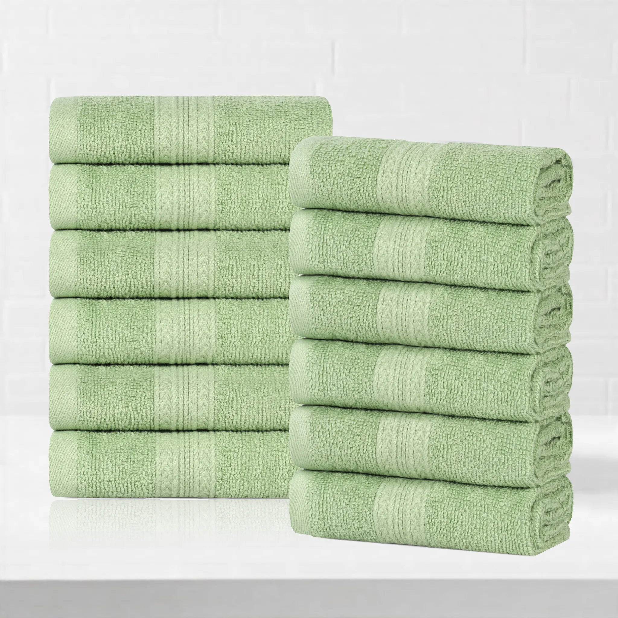 Cotton Eco-Friendly 12-Piece Solid Face Towel Set - Blue Nile Mills