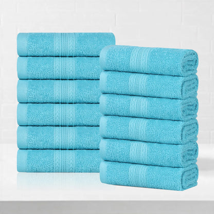 Cotton Eco-Friendly 12-Piece Solid Face Towel Set - Blue Nile Mills