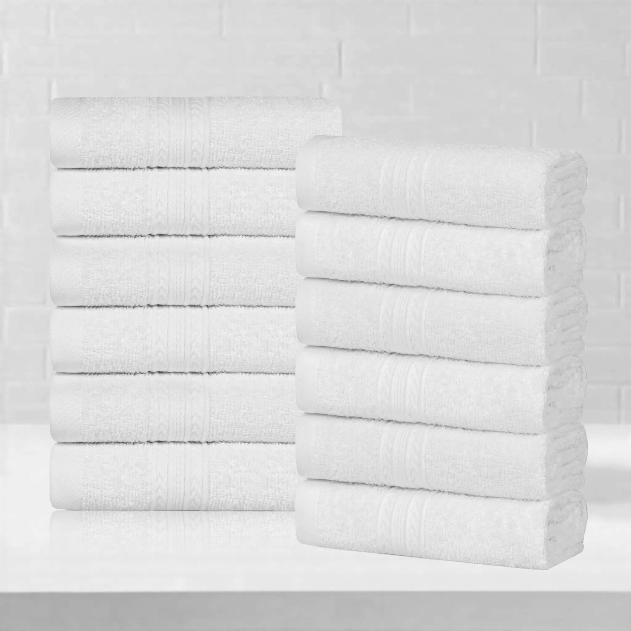 Cotton Eco-Friendly 12-Piece Solid Face Towel Set - Blue Nile Mills