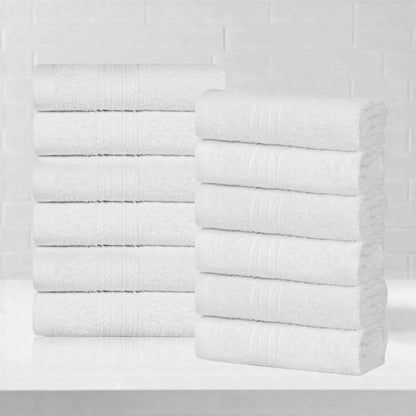 Cotton Eco-Friendly 12-Piece Solid Face Towel Set - Blue Nile Mills