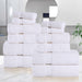 Zero Twist Cotton Ultra-Soft Absorbent Assorted 12 Piece Towel Set - White