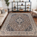 Glendale Traditional Oriental Floral Medallion Indoor Area Rug - Brown