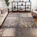 Bristol Distressed Abstract Damask Indoor Area Rug or Runner - Beige-Brown